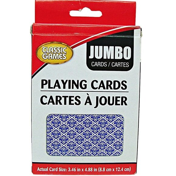 Classic Games Blue Geometric Print Jumbo Playing Cards Poker 5X3.5 in - Picture 1 of 7